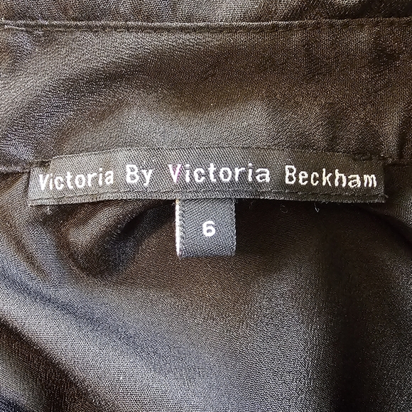 Victoria Beckham Whimsical Print Black Collared Dress Size 6 - Picture 9 of 11